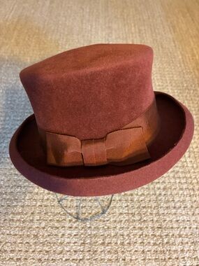 Marie Mercie Paris Rust Wool Hat with Ribbon Trim